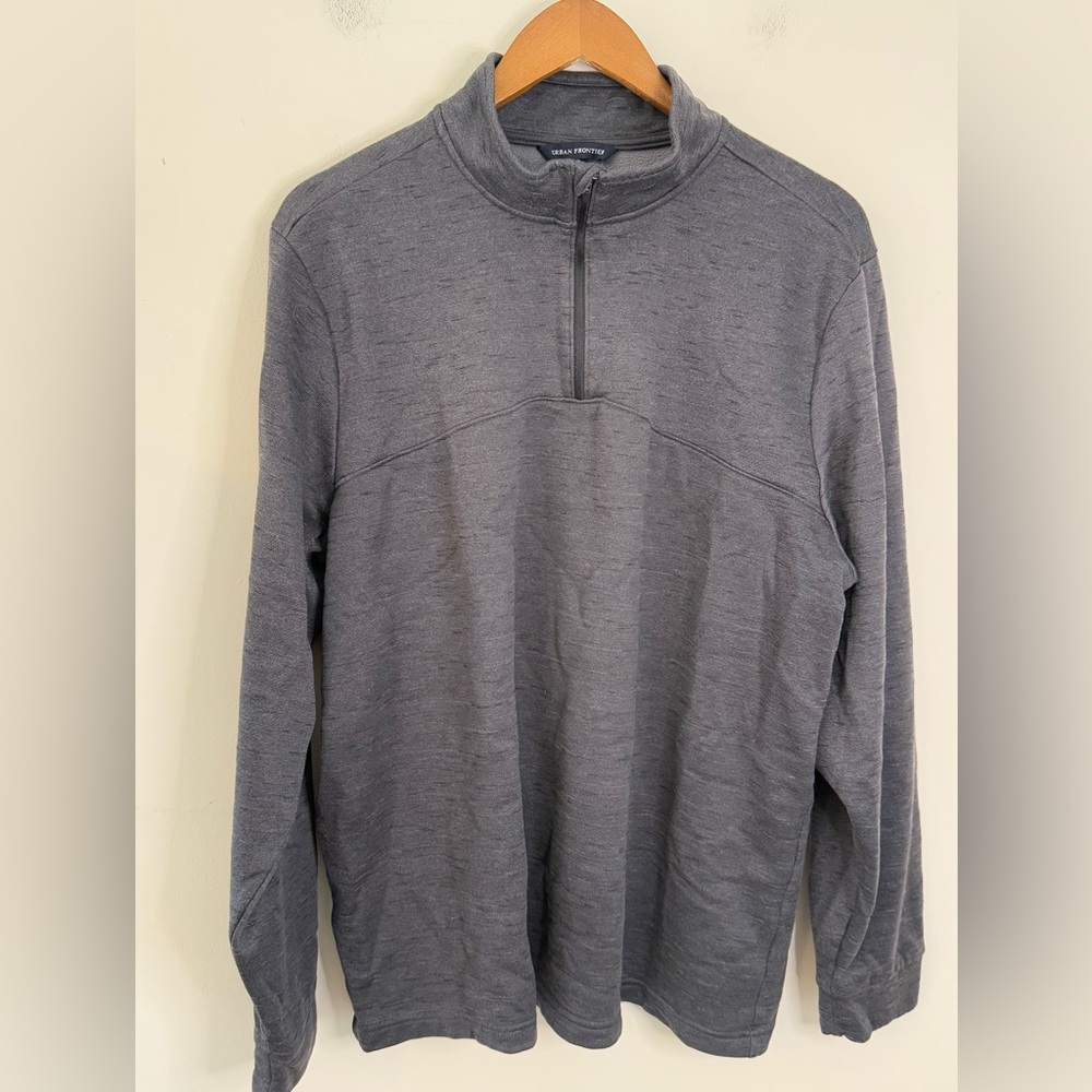Urban Frontier fleece lined 1/4 zip gray jacket mock turtleneck warm layer XXL